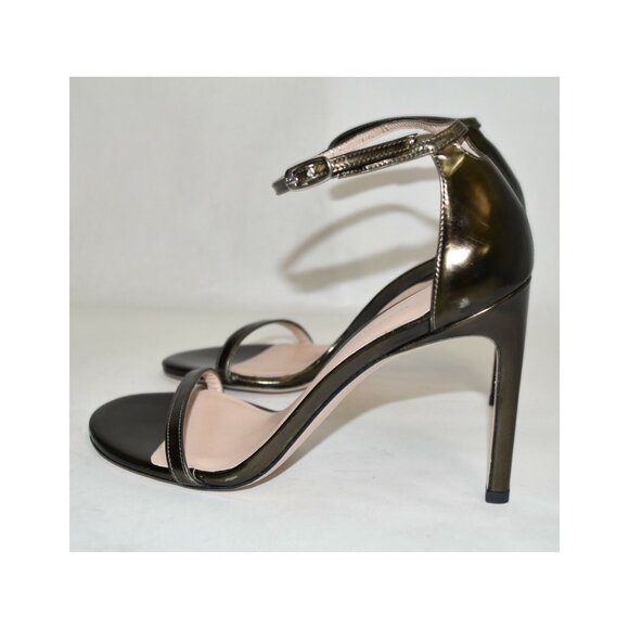 $500 Stuart Weitzman Nudistsong Ankle Strap Sandal Shoe PEWTER BRONZE 7.5 (Z1) - Picture 1 of 7